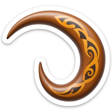 Cinematic Realistic Boomerang Emoji, depicted as a sleek, curved traditional Aboriginal tool rendered with detailed textures and a dynamic sense of motion, symbolizing cultural significance and natural craftsmanship under warm earthy lighting. sticker