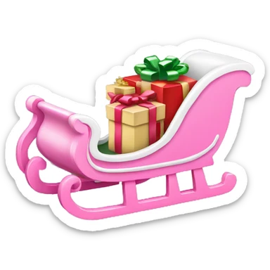 Mini pink sleigh with tiny presents sticker