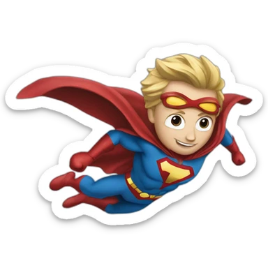 Superheroe volando con una x en el pecho sticker