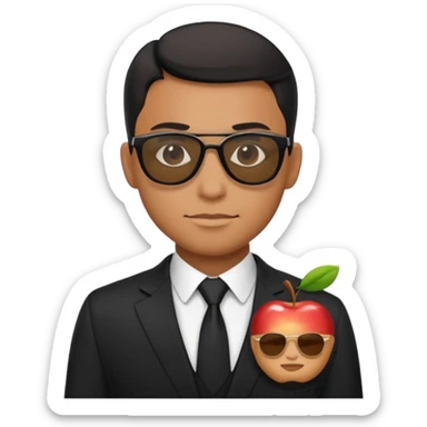 Apple emoji style, black-suited special agent wearing sunglasses sticker
