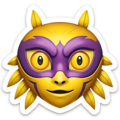 majoras mask mixed with the eyebrow raised emoji sticker