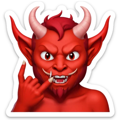 Creppy devil and shushing someone  🤫 like there figer over there mouth  like there lip is closed and the figers over and not useing the middle finger  sticker