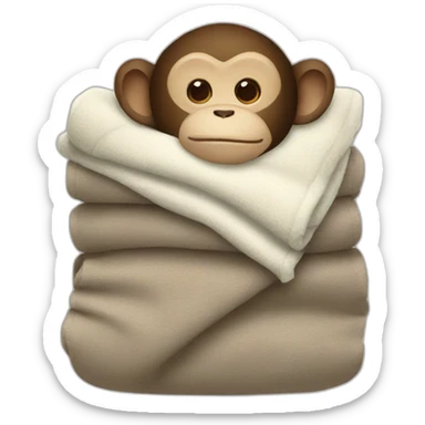 Monkey sleeping with a blanket sticker