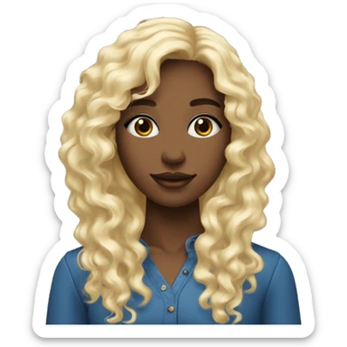 Ado fille métisse cheveux long et boucle blonds avec des yeux bleus  sticker