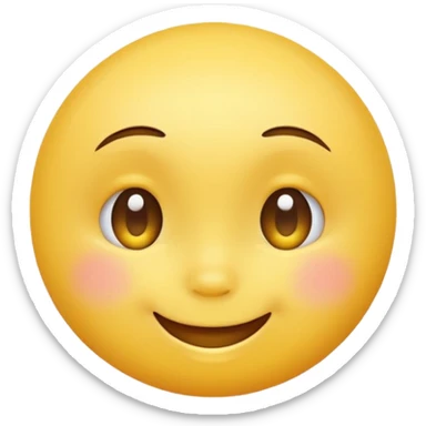 Emoji, yellow round smiling face, virbant bright shy expression sticker