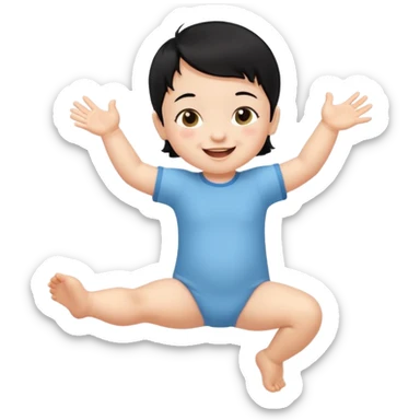 少少黑色頭髮bb開心打開腳跳舞 sticker