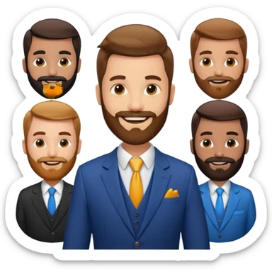 suit man,beard,different suit colors. sticker
