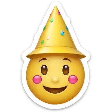 Emoji souriant avec goutte de sueur avec chapeau d"anniversaire  sticker