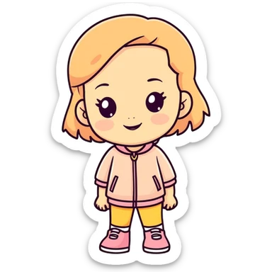 Light skin tone little girl sticker