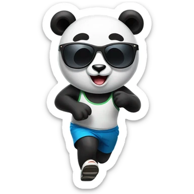Panda wearing sunglasses going for a run sticker