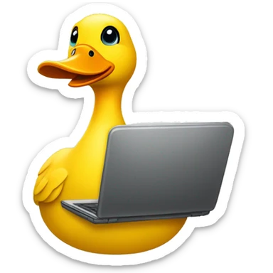 yellow ton duck with a laptop sticker