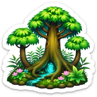 fantasy scenery, enchanted forest, glowing plants, magical atmosphere sticker