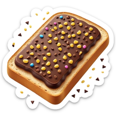 hagelslag-cinematic-realistic-hagelslag-treat-emoji,-depicted-as-crunchy-chocolate-sprinkles-scattered-on-a-slice-of-buttered-bread,-rendered-with-vivid-textures-and-playful,-inviting-lighting. sticker