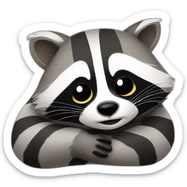 raccoon hugging  sticker