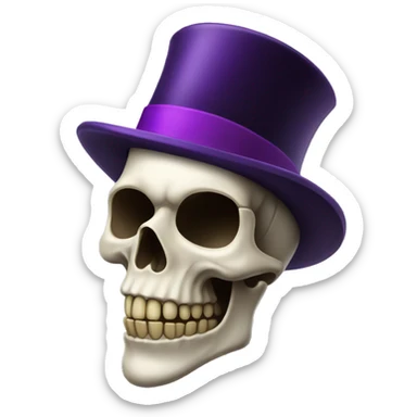 A skull wearing a top hat with purple lipstick  sticker