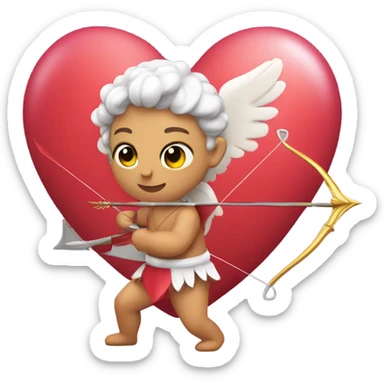 cupid with a bow with heart sticker