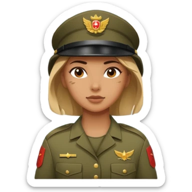 Female full confidence soldier heroically saving lives under a bridge, with shelling happening all around sticker