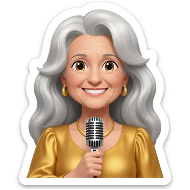 singer long silver hair in her 60’s sticker