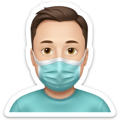 Elon Musk in a medical face mask, emoji style sticker