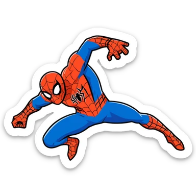 Spider-Man web-slinging in action pose sticker