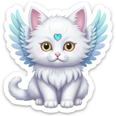 pastel angel cat with six eyes sticker