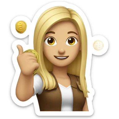 girl with blond money pieces and brown hair giving thumbs up emoji  sticker