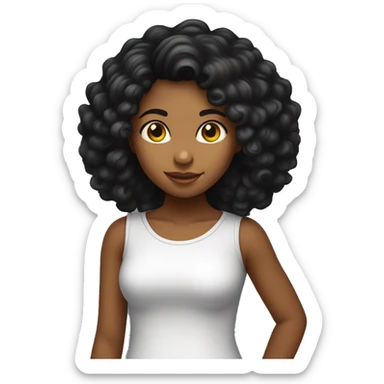 criança menina de cabelo preto até o ombro, pele clara, olhos de cor preto  sticker