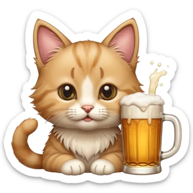 kitten drinks beer sticker