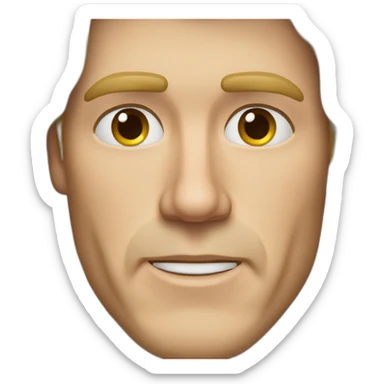 will ferrel realistic face with long blonde straight hair sticker