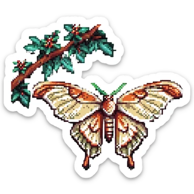 atlas moth perched on a branch sticker