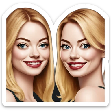Emma stone with margot robbie sticker
