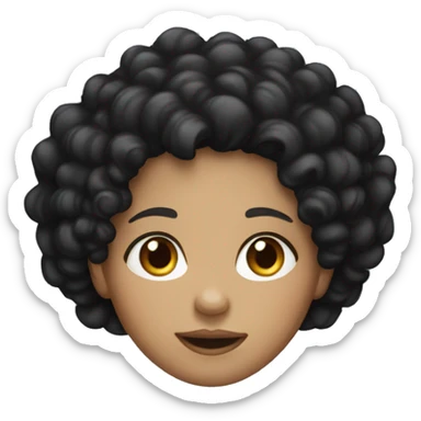 a girl with light skin and black curly hair sticker