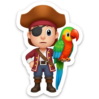 pirate and parrot sticker