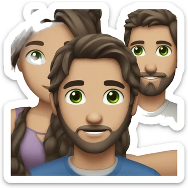 brunette girl long hair with green eyes and blue eyed boy with dark hair and beard  sticker