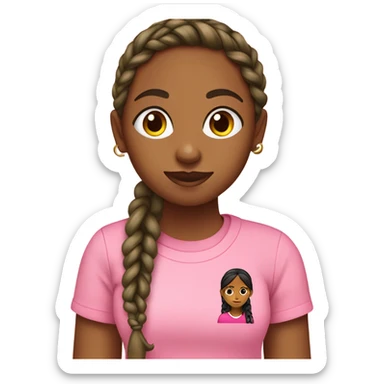 Brown girl with braids wearing pink and green  “AKA” t shirt  sticker