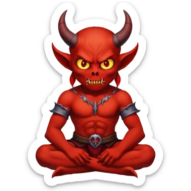 Diablo sentado esperando  sticker