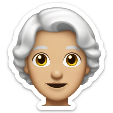 Old lady white hair short bob brown eyes sticker