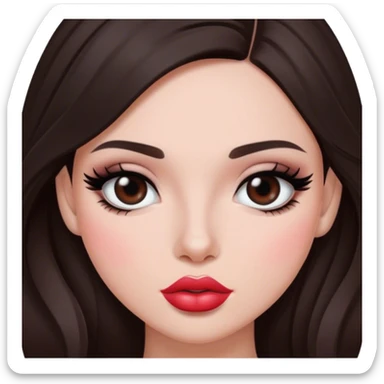 create a brunette with dark hair, fair skin, eyeliner and big lips sticker