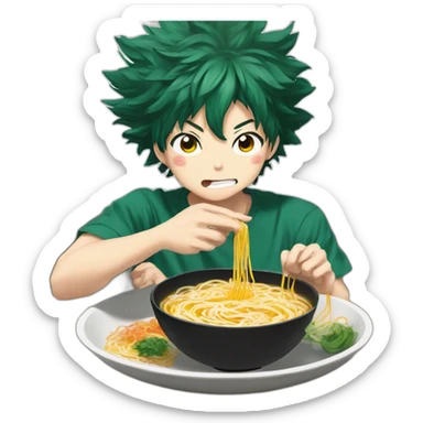 Izuku midoriya eating ramen sticker