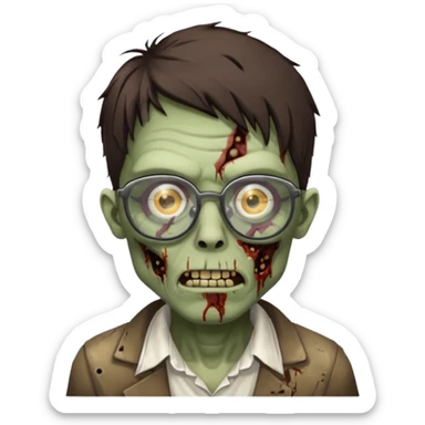 Zombie with big glasses more visible glasses, some difference between zombie and glasses, half body sticker