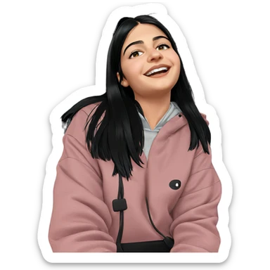 smiling girl with black hair sticker
