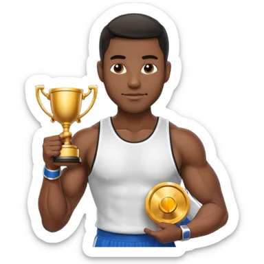 Black man champion holding a trophy sticker