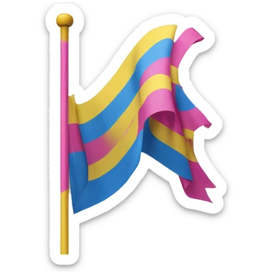 A flag with first a hot pink stripe then a yellow stripe then a blue stripe  sticker