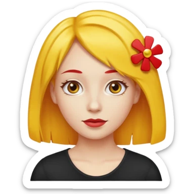 kırmızı toka takan kadın, sarı saçlı sticker