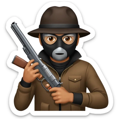 Robber with gun sticker