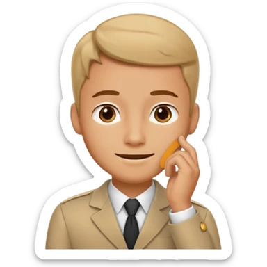 man in receptionist uniform thinking with his hand sticker