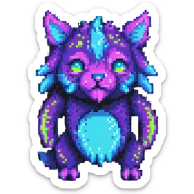 Neon Fantasy Furry-Fakémon-Creature with splash markings (full body) sticker