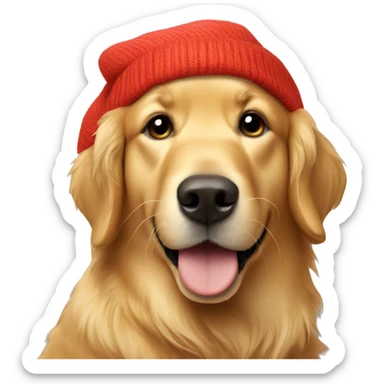 Golden retriever wearing a beanie  sticker