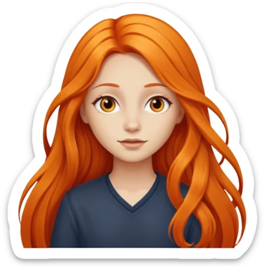 girl with very long orange hair living sticker