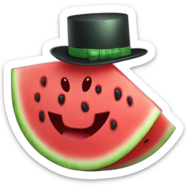 Watermelon slice wearing a top hat sticker